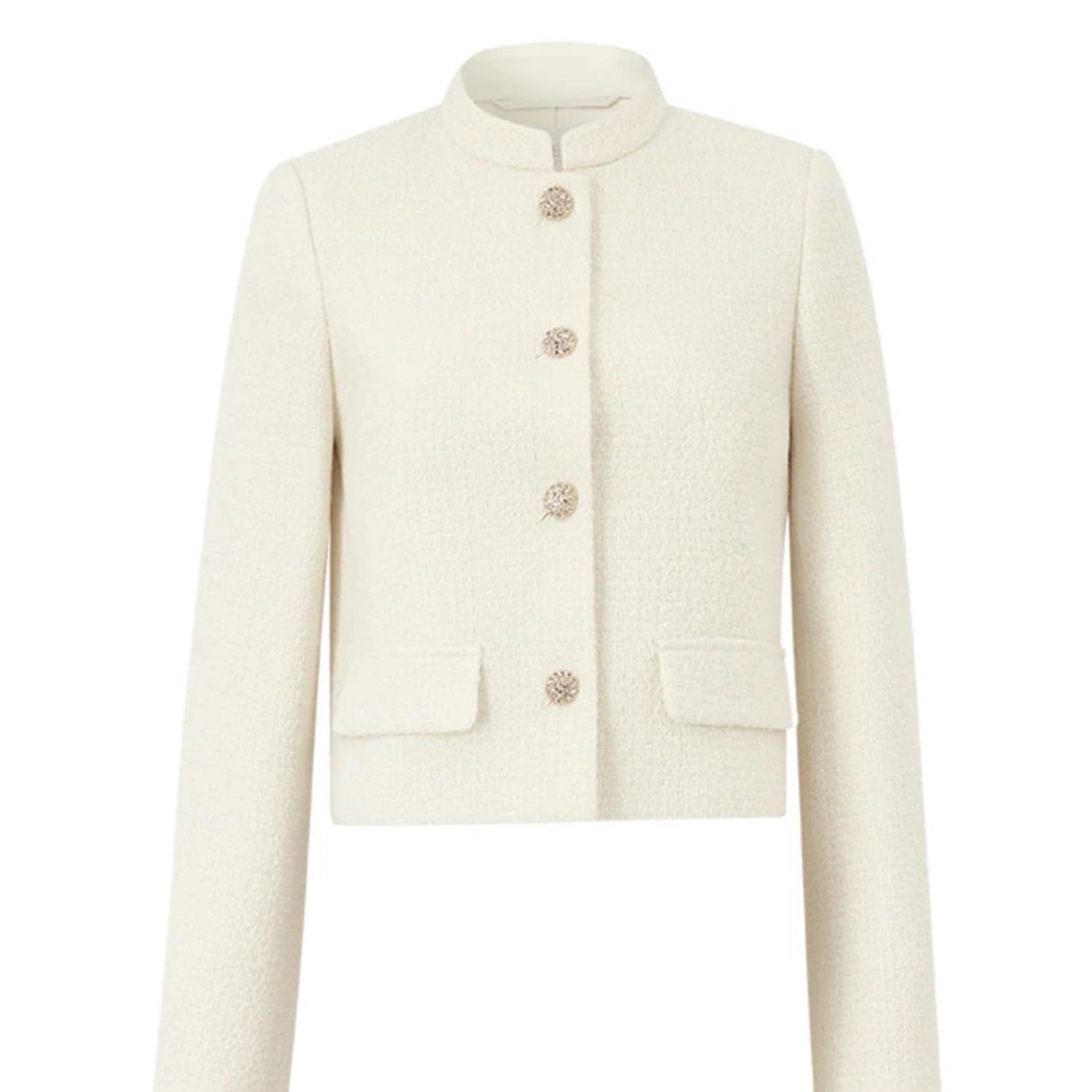 Goelia tweed Wool Stand Collar Single-Breasted short jacket